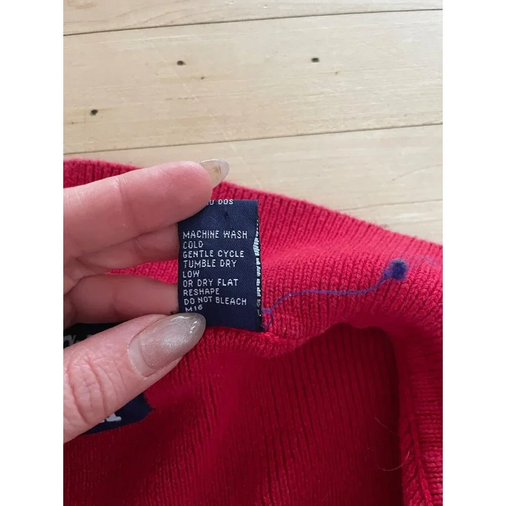 Vintage GAP Red Cotton Knit Sweater Men XL Rugby Polo Streetwear Preppy Heritage - Picture 4 of 12